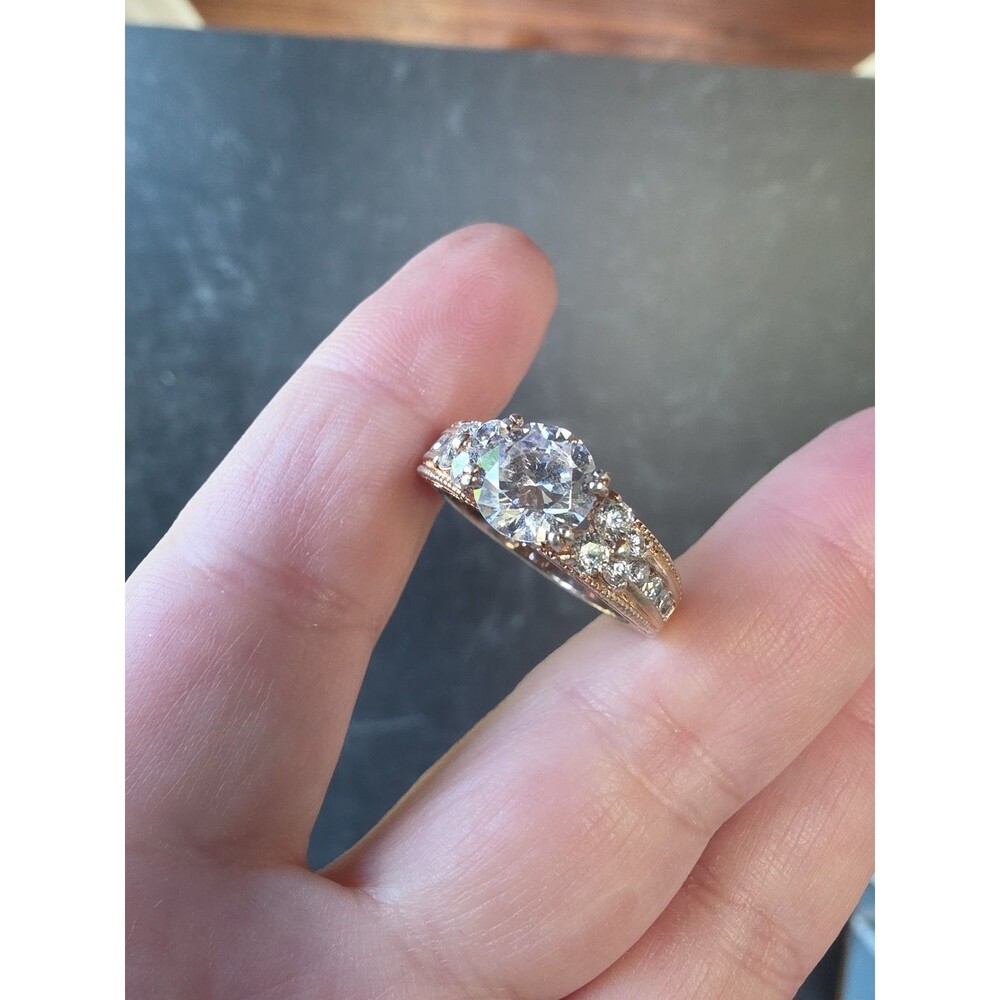 Gold 925 Sterling Silver CZ Statement Ring, Size US 9.5 Vintage READ Description